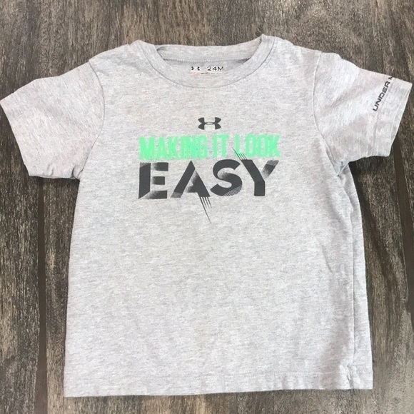 Under Armour Heat Gear Short Sleeve Top, 24 Month, Heather Gray, Black, & Green - Picture 1 of 6